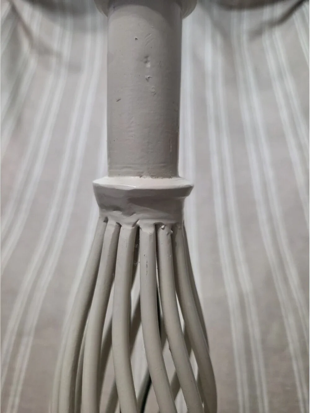 Vintage Wrought Iron Lamp Painted Cream with Cage Swirl Design 29